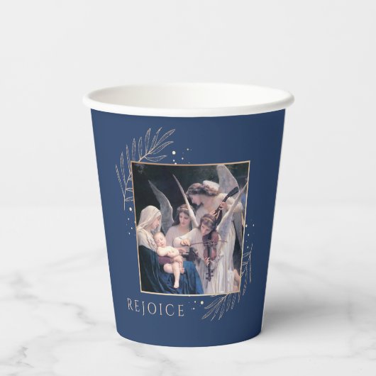 Madonna en kind met engelen heilige vakantie papieren bekers (Achterkant)