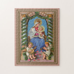 Madonna en kind met engelen legpuzzel