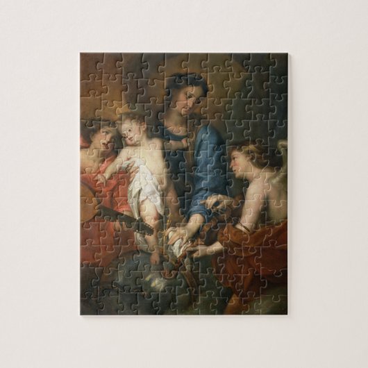 Madonna en kind met engelen legpuzzel (Verticaal)