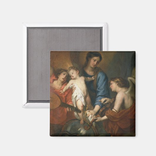 Madonna en kind met engelen magneet (Voorkant / Achterkant)