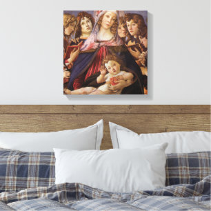 Madonna en Kind met engelen van Sandro Botticelli Canvas Afdruk