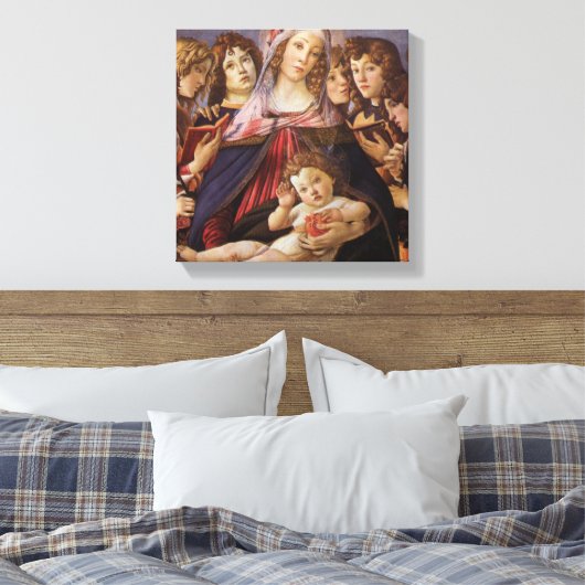 Madonna en kind met engelen van Sandro Botticelli Canvas Afdruk (Insitu (Slaapkamer))