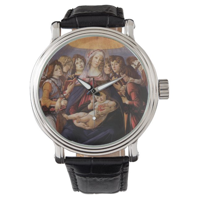 Madonna en Kind met engelen van Sandro Botticelli Horloge (Voorkant)