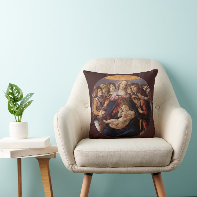 Madonna en kind met engelen van Sandro Botticelli Kussen (Stoel)