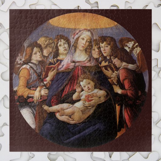 Madonna en kind met engelen van Sandro Botticelli Legpuzzel