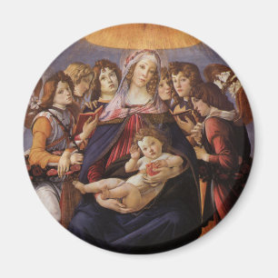 Madonna en kind met engelen van Sandro Botticelli Magneet