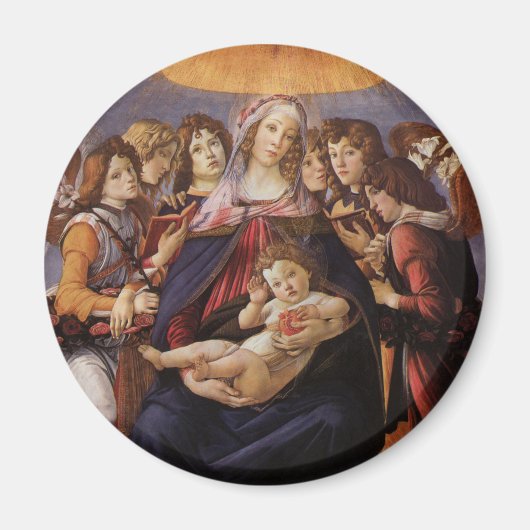 Madonna en kind met engelen van Sandro Botticelli Magneet (Voorkant)