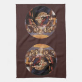 Madonna en kind met engelen van Sandro Botticelli Theedoek (Verticaal)