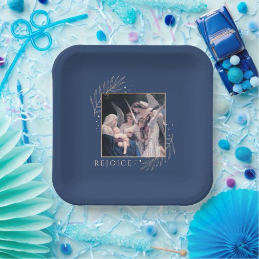 Madonna en kind met engelen Verheug je Papieren Bordje (Feest)