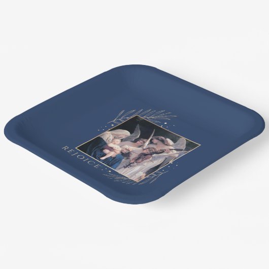 Madonna en kind met engelen Verheug je Papieren Bordje (Gebogen)