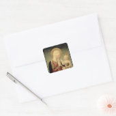 Madonna en kind met granaatappel vierkante sticker (Envelop)