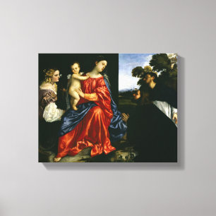Madonna en kind met H. Catharina en Dominicus Canvas Afdruk