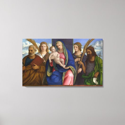 Madonna en kind met heiligen canvas afdruk (Voorkant)
