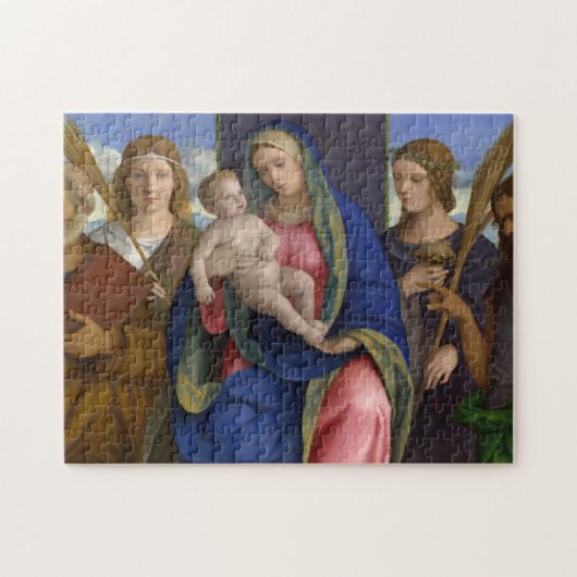 Madonna en kind met heiligen legpuzzel (Horizontaal)