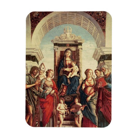 Madonna en kind met heiligen magneet (Verticaal)