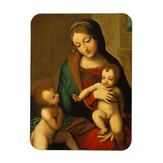 Madonna en kind met heiligen magneet (Verticaal)
