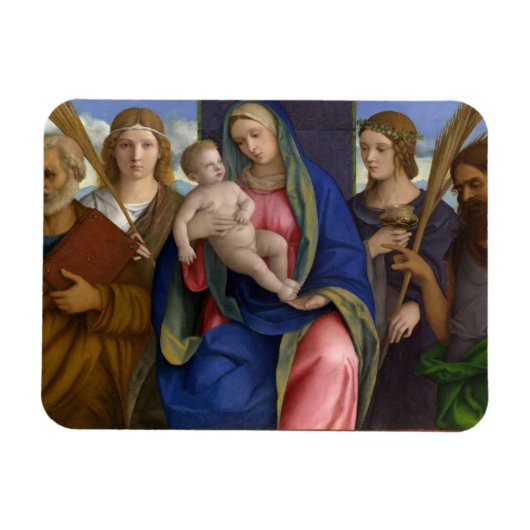 Madonna en kind met heiligen magneet (Horizontaal)