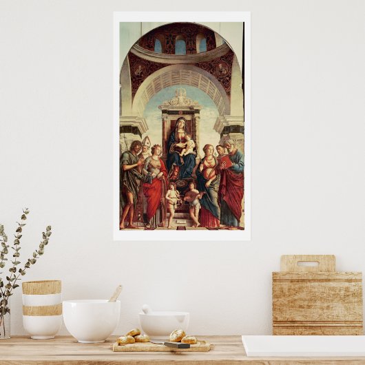 Madonna en kind met heiligen poster (Keuken)