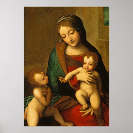 Madonna en kind met heiligen poster (Voorkant)