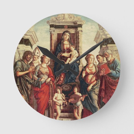 Madonna en kind met heiligen ronde klok (Voorkant)