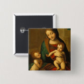 Madonna en kind met heiligen vierkante button 5,1 cm (Voorkant /achterkant)
