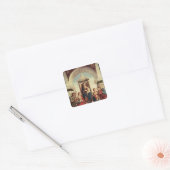 Madonna en kind met heiligen vierkante sticker (Envelop)