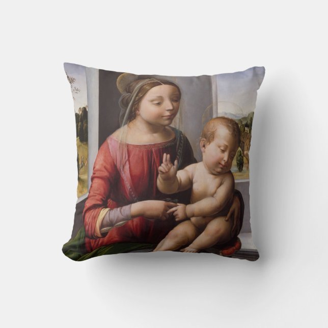 Madonna en kind met John de Baptist Kussen (Voorkant)