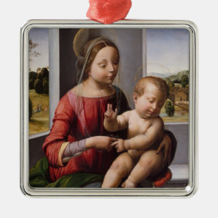 Madonna en kind met John de Baptist Metalen Ornament