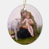 Madonna en kind met Lamb-kerstversiering Keramisch Ornament (Links)