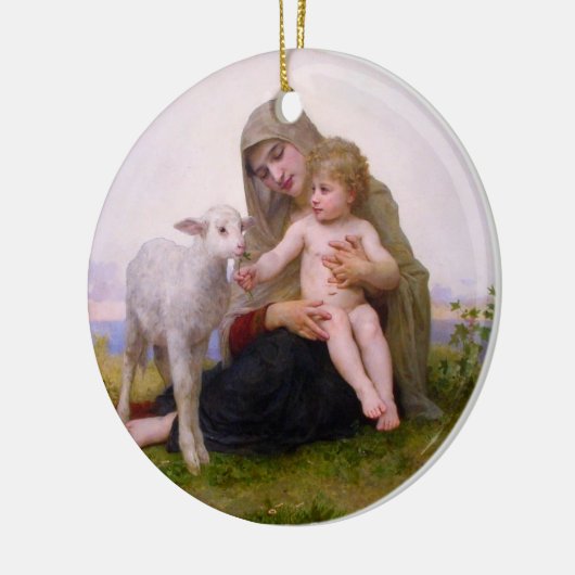 Madonna en kind met Lamb-kerstversiering Keramisch Ornament (Links)