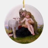 Madonna en kind met Lamb-kerstversiering Keramisch Ornament (Achterkant)