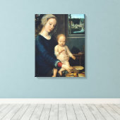 Madonna en Kind Met Melksoep - Gerard David Canvas Afdruk (Insitu (Houten vloer))