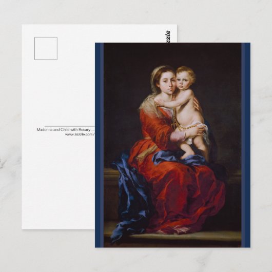 Madonna en kind met Rosary ... Briefkaart (Voorkant / Achterkant)
