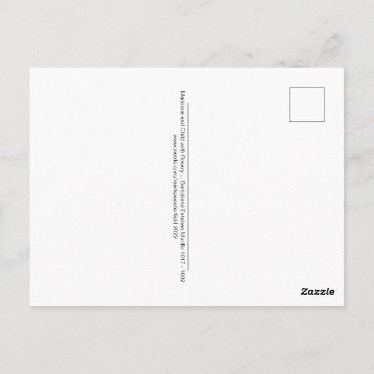 Madonna en kind met Rosary ... Briefkaart (Achterkant)