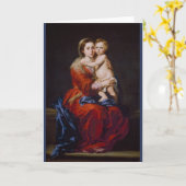 Madonna en kind met Rosary ... kerstKaart Kaart (Gele Bloem)