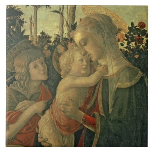 Madonna en Kind met Sint-Janskruid de Baptist (oli Tegeltje (Voorkant)