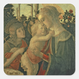 Madonna en Kind met Sint-Janskruid de Baptist (oli Vierkante Sticker