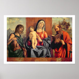 Madonna en kind met sint-janskruid en sint-janskru poster