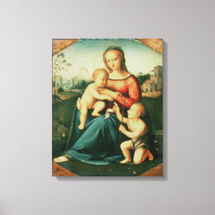 Madonna en kind met Sint-John de Baptist Canvas Afdruk