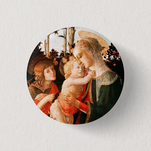 Madonna en kind met Sint-John de Baptist Ronde Button 3,2 Cm (Voorkant)