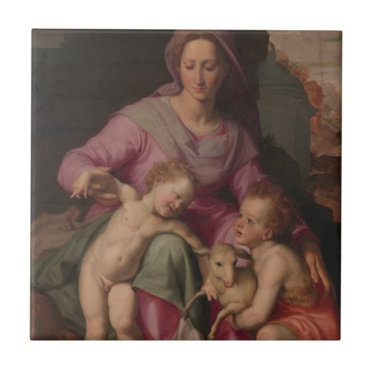 Madonna en kind met Sint John de Baptist Tegeltje (Voorkant)