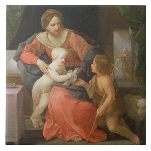 Madonna en kind met Sint-John de Baptist Tegeltje (Voorkant)