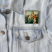 Madonna en kind met Sint-John de Baptist Vierkante Button 5,1 Cm (In situ)