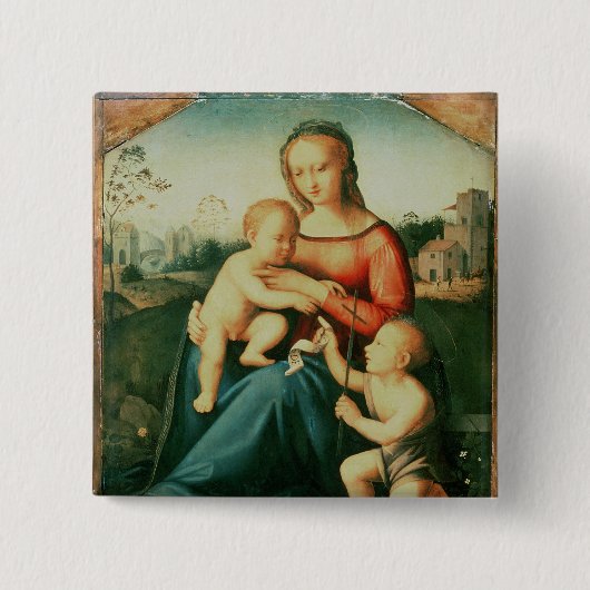 Madonna en kind met Sint-John de Baptist Vierkante Button 5,1 Cm (Voorkant)
