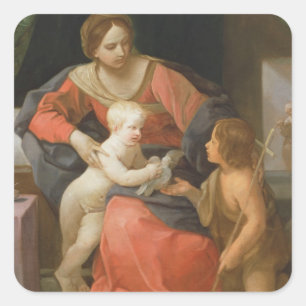 Madonna en kind met Sint-John de Baptist Vierkante Sticker