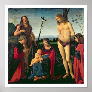 Madonna en kind met SS. John the Baptist and Se Poster
