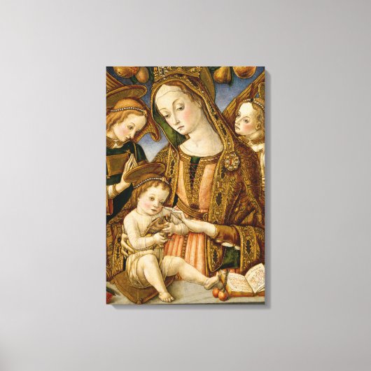 Madonna en kind met twee Angels Canvas Afdruk (Voorkant)