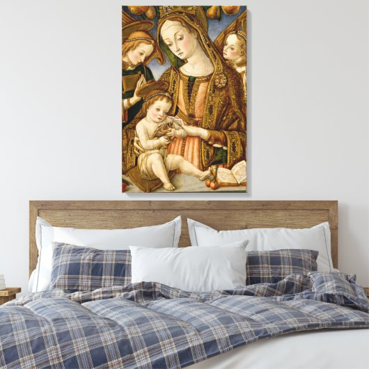Madonna en kind met twee Angels Canvas Afdruk (Insitu (Slaapkamer))