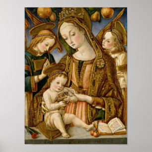 Madonna en kind met twee Angels Poster