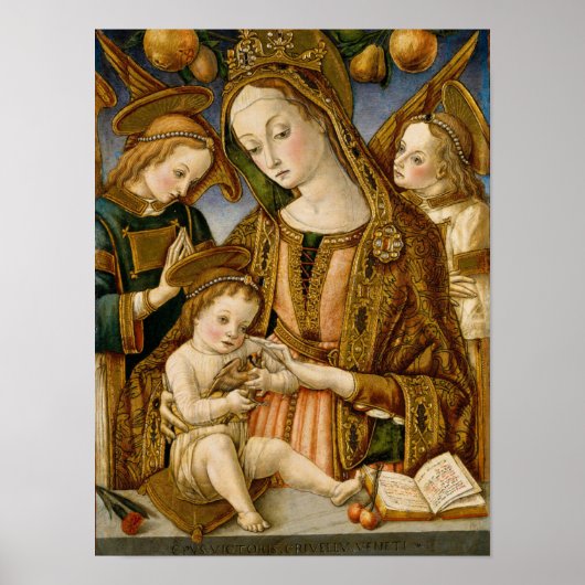 Madonna en kind met twee Angels Poster (Voorkant)